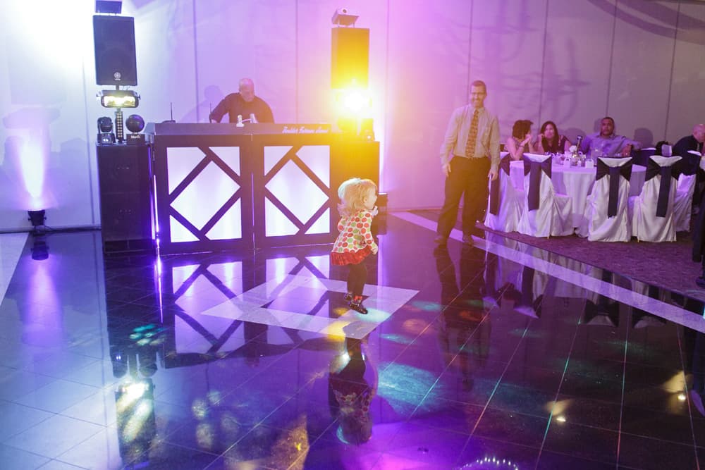 Uplit wedding ballroom with professional DJ production — gallery photo 37