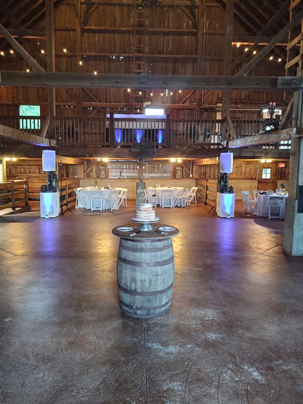 Wedding reception dance floor under colorful BT Sound lighting — gallery photo 17